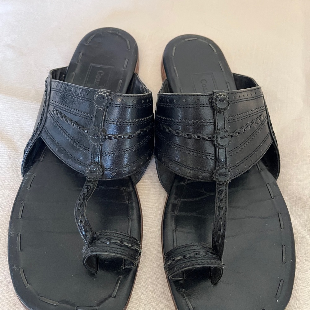 Cole Haan Black Leather Resort Sandals